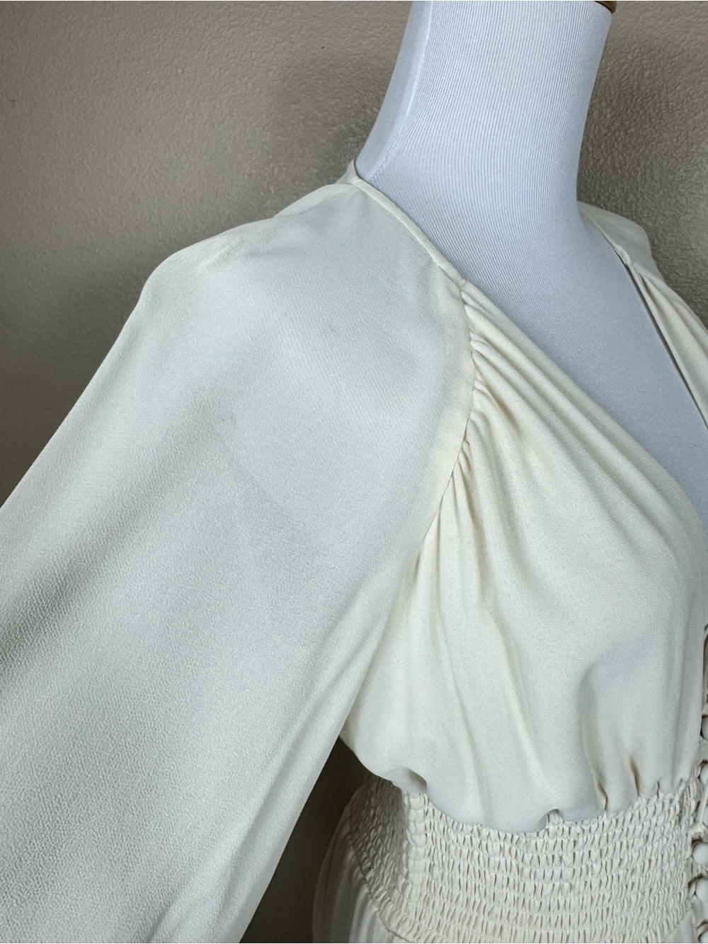 NWT Reformation Fia Midi Dress Smocked Waist Summery Cream White Size‎ 0 C - Picture 4 of 15